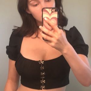 YesStyle Short-Sleeved Bustier Crop Top